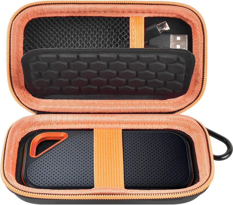 GWCASE Hard Case Compatible with SanDisk Extreme PRO 500GB 1TB 2TB 4TB Portable External SSD. Carrying Travel Holder for Crucial X8 Solid State Drive (Box Only)-Orange Zipper - Image 1